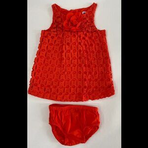 Janie and Jack Baby Girl Orange Eyelet Dress 3/6 Months
